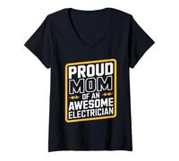 Mujer Proud Mom Of An Awesome Electrician Camiseta Cuello V