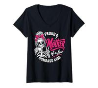 Mujer Proud Mother of A Few Dumbass Kids Funny Mom Camiseta Cuello V