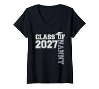 Mujer Proud Nanny of A 2027 Graduate Senior 2027 Grad Graduation Camiseta Cuello V
