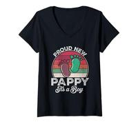 Mujer Proud New Pappy It's A Boy Father's Day To Be, regala por primera vez Camiseta Cuello V