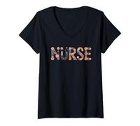 Mujer Proud Nurse Life Squad Cottagecore NP ER ICU Escuela de Enfermería Camiseta Cuello V