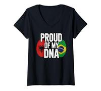 Mujer Proud of My DNA Albanian Brazilian Roots Albania Camiseta Cuello V