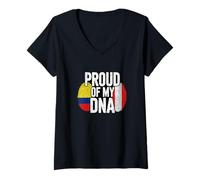 Mujer Proud of My DNA Colombian Peruvian Roots Colombia Peru Camiseta Cuello V