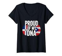 Mujer Proud of My DNA Dominican Puerto Rican Roots Camiseta Cuello V