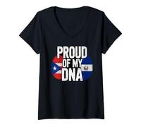 Mujer Proud of My DNA Half Puerto Rican Salvadoran Roots Camiseta Cuello V
