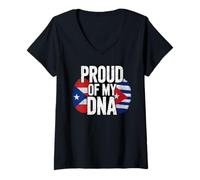 Mujer Proud of My DNA Puerto Rican Cuban Roots Camiseta Cuello V