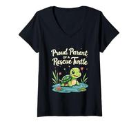 Mujer Proud Parent of a Rescue Turtle Cute Animal Lover Camiseta Cuello V