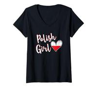 Mujer Proud Polish Girl Poland Flag Polish Girlfriend Wife Camiseta Cuello V