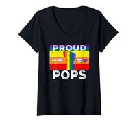 Mujer Proud Pops LGBTQ Rainbow Flag Grandpa LGBT Pride Month Camiseta Cuello V