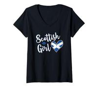 Mujer Proud Scottish Girl Scotland Flag Scottish Girlfriend Wife Camiseta Cuello V