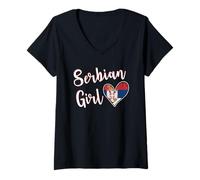 Mujer Proud Serbian Girl Serbia Flag Serbian Girlfriend Wife Camiseta Cuello V