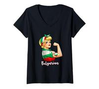 Mujer Proud Strong Bulgarian Girl Woman Girlfriend Bulgaria Flag Camiseta Cuello V