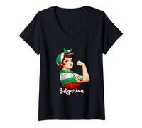 Mujer Proud Strong Bulgarian Girl Woman Girlfriend Bulgaria Flag Camiseta Cuello V