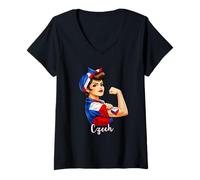 Mujer Proud Strong Czech Girl Woman Girlfriend Czech Republic Flag Camiseta Cuello V