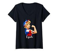 Mujer Proud Strong Czech Girl Woman Girlfriend Czech Republic Flag Camiseta Cuello V