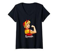 Mujer Proud Strong Spanish Girl Woman Girlfriend Spain Flag Camiseta Cuello V