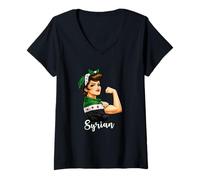 Mujer Proud Strong Syrian Girl Woman Girlfriend New Syria Flag Camiseta Cuello V