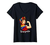 Mujer Proud Strong Venezuelan Girl Woman Girlfriend Venezuela Flag Camiseta Cuello V