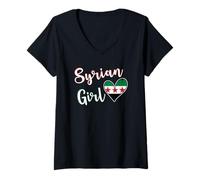 Mujer Proud Syrian Girl Syria New Flag Syrian Girlfriend Wife Camiseta Cuello V