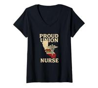 Mujer Proud Union Nurse California Flag RN Labor Rights Design Camiseta Cuello V