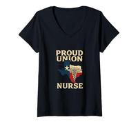 Mujer Proud Union Nurse Texas Flag RN Labor Rights Design Camiseta Cuello V