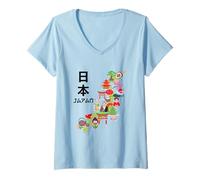 Mujer Proudly from Japan, Cool Japan Culture Map Graphic Designs Camiseta Cuello V