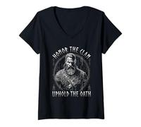 Mujer Proverbio Vikingo, honrar el Clan, Vikingos nórdicos Camiseta Cuello V
