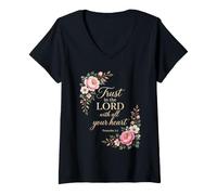 Mujer Proverbs 3:5 Trust in The Lord with All Your Heart - Women's Camiseta Cuello V