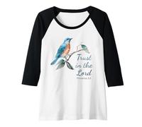 Mujer Proverbs 3:5 Trust in The Lord - Women Girls Bird (White) Camiseta Manga Raglan