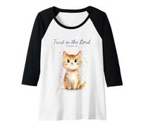 Mujer Proverbs 3:5 Trust in The Lord - Women Girls Cat Verse Camiseta Manga Raglan