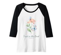 Mujer Proverbs 3:5 Trust in The Lord - Women Girls Floral (White) Camiseta Manga Raglan