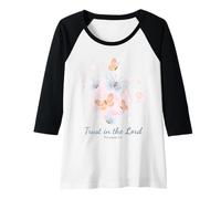 Mujer Proverbs 3:5 Trust in The Lord - Women Girls Floral (White) Camiseta Manga Raglan