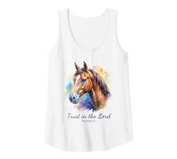 Mujer Proverbs 3:5 Trust in The Lord - Women Girls Horse (White) Camiseta sin Mangas
