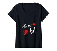 Mujer Proyecto Touhou - Bienvenido Infierno Gensokyo Relajado Camiseta Cuello V