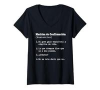 Mujer Prpuesta Quieres Ser Mi Madrina de Confirmación Definición Camiseta Cuello V