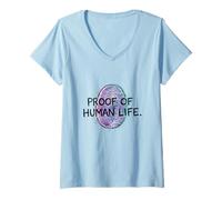 Mujer Prueba de Vida Humana Identidad de Huellas Dactilares Glitch Graphic Camiseta Cuello V