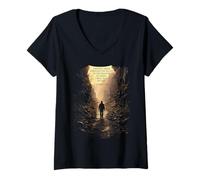Mujer Psalms 23:4 Though I Walk Through The Valley Christian Bible Camiseta Cuello V