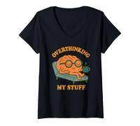 Mujer Psicología divertida Pensamiento excesivo Terapia Psiquiatría Camiseta Cuello V