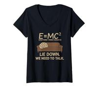 Mujer Psicólogo E=MC² Terapia Couch Freud Psicoterapeuta Camiseta Cuello V