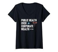 Mujer Public Health Over Corporate Wealth Hands Off My Healthcare Camiseta Cuello V