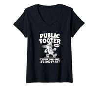 Mujer Público Tooter Botín Arte Divertido Comida Camiseta Cuello V