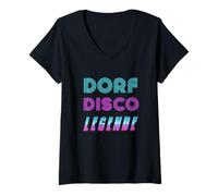 Mujer Pueblo Disco Legend 90's Party Dorfdisco de los años 90 Regalo Camiseta Cuello V