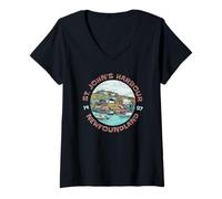 Mujer Pueblo pesquero del Puerto de San Juan EST 1497 Terranova Camiseta Cuello V