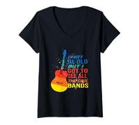 Mujer Puede Que Sea Viejo, Pero Tengo Que Ver la música Retro de Todas Las Bandas geniales Camiseta Cuello V