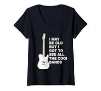 Mujer Puede Que Sea Viejo, Pero Tengo Que Ver Todas Las Bandas geniales, increíbles Camiseta Cuello V