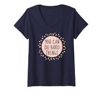 Mujer Puedes Hacer Cosas difíciles Fuerza Fuerte Positividad Crecimiento Camiseta Cuello V