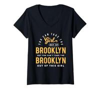 Mujer Puedes Sacar a la Chica de la Ciudad Natal de Brooklyn NYC Roots Camiseta Cuello V