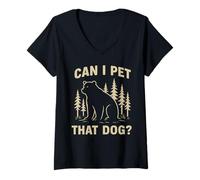Mujer Puedo acariciar a ese perro Bosque Meme Wildlife Silhouette Bear Camiseta Cuello V