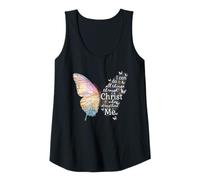 Mujer Puedo Hacer Todas Las Cosas a través de Cristo Butterfly Art Christian Camiseta sin Mangas