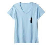 Mujer Puedo Hacer Todas Las Cosas a través de Cristo en el Gimnasio con Estampado Frontal y Posterior Camiseta Cuello V